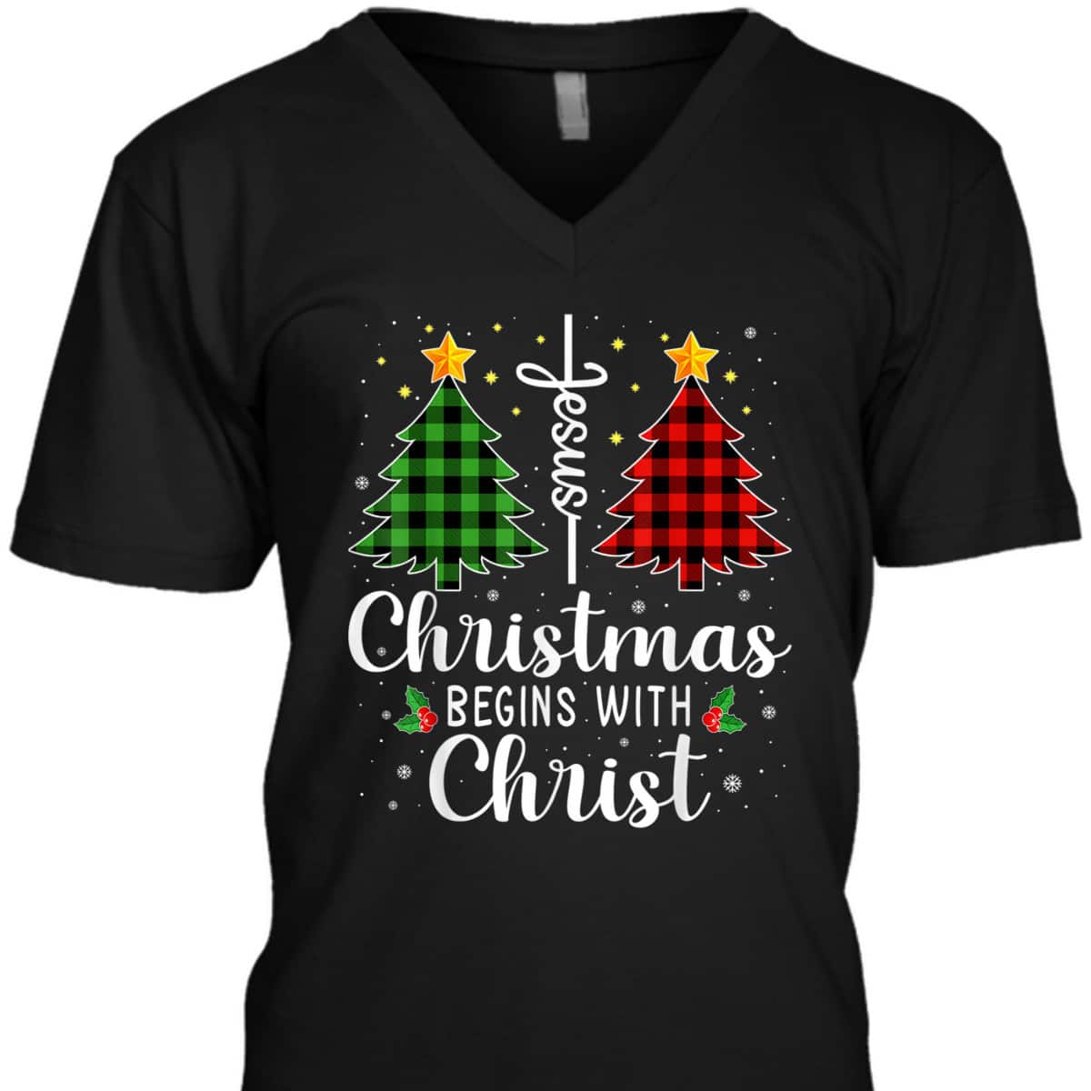 Christmas Begins With Christ Jesus Cross Christian T-Shirt Christmas Begins With Christ Jesus Cross Christian T-Shirt