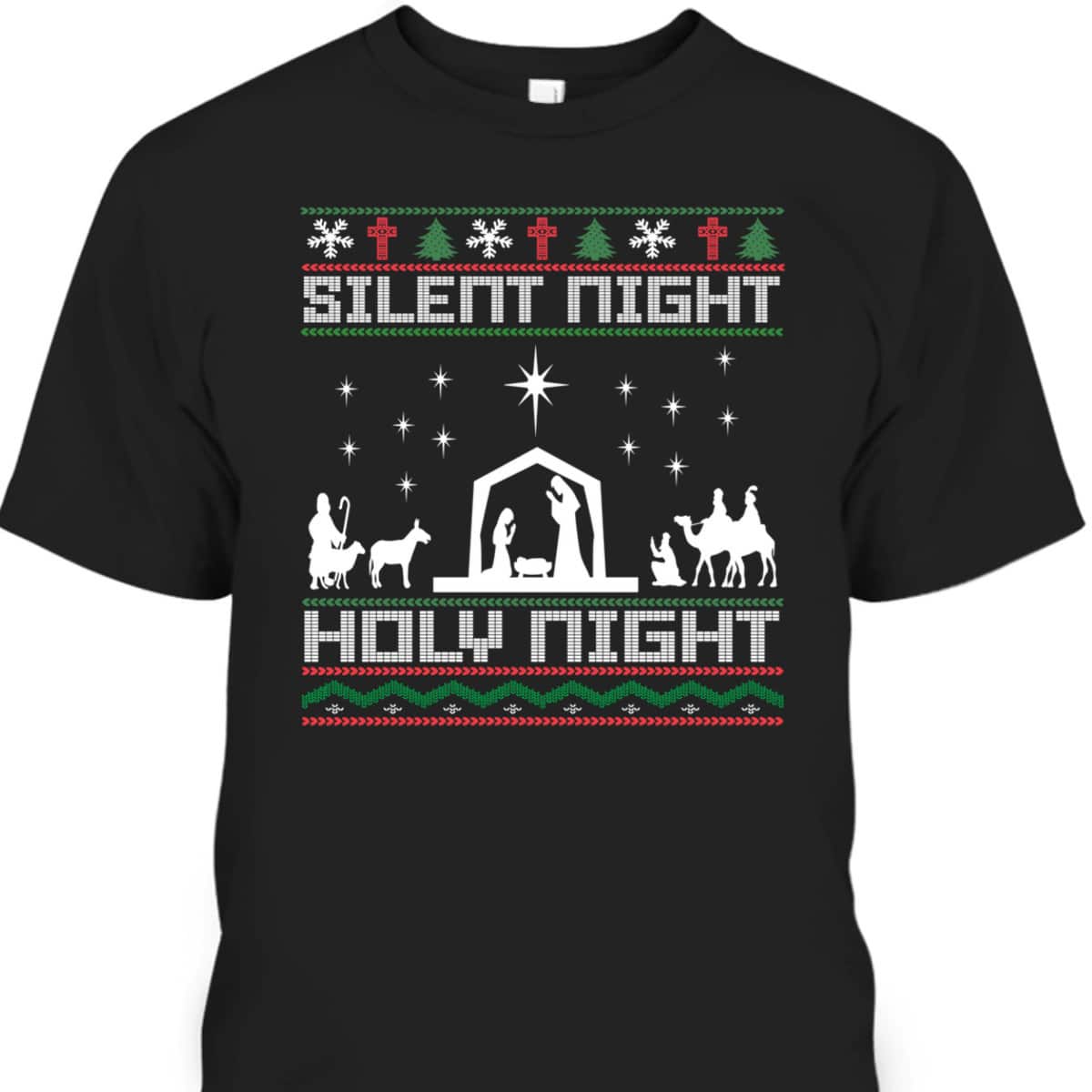 Christian Religious Christmas Xmas Silent Night Holy Night T-Shirt