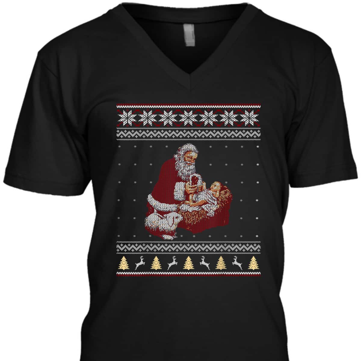 Santa Claus And Baby Jesus In The Manger Christmas Xmas T-Shirt Santa Claus And Baby Jesus In The Manger Christmas Xmas T-Shirt