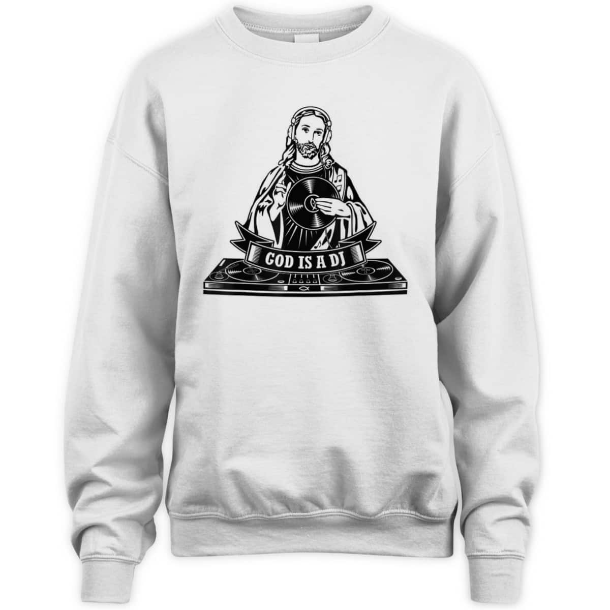 God Jesus Is A DJ Motif Funny Christian T-Shirt God Jesus Is A DJ Motif Funny Christian T-Shirt