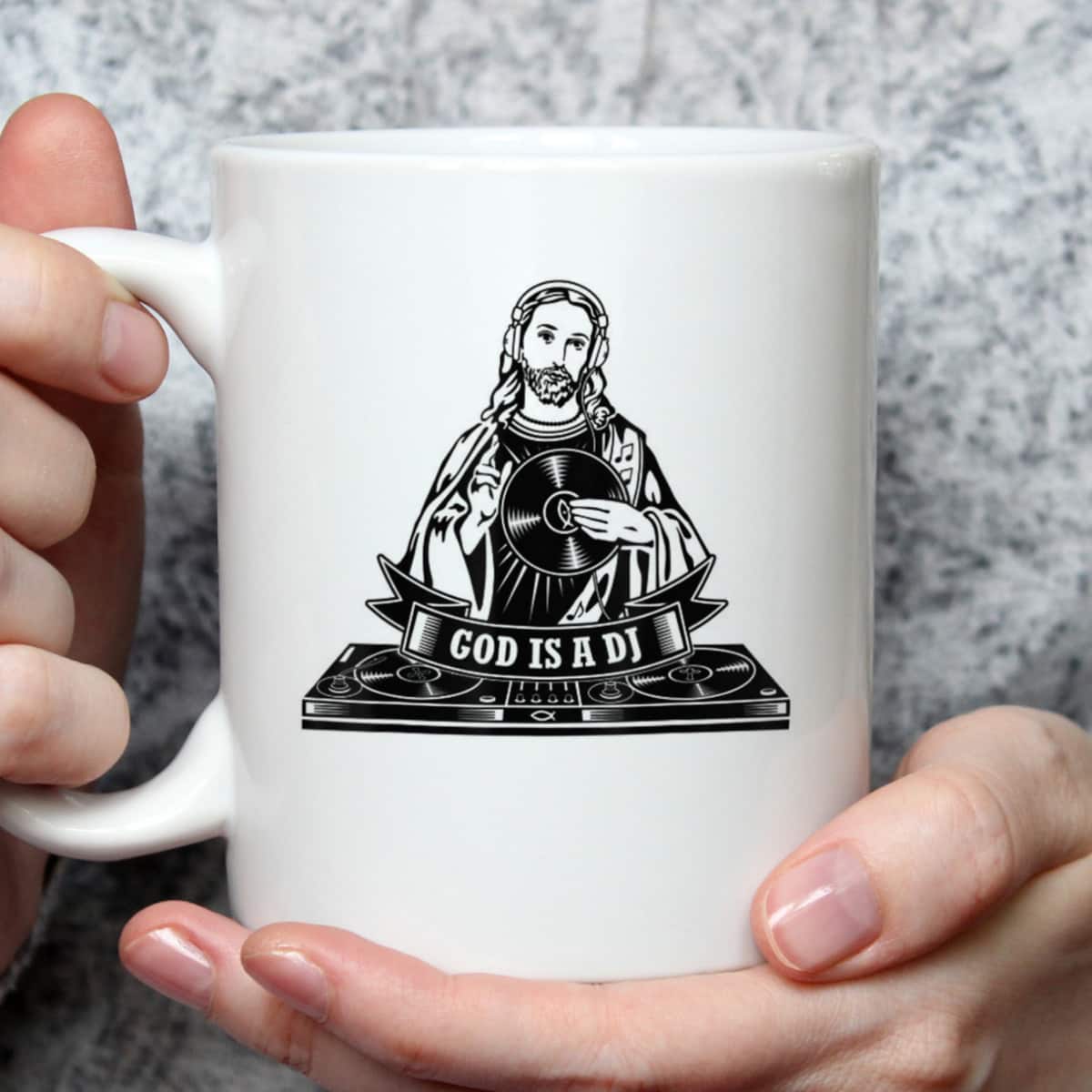 God Jesus Is A DJ Motif Funny Christian T-Shirt God Jesus Is A DJ Motif Funny Christian T-Shirt