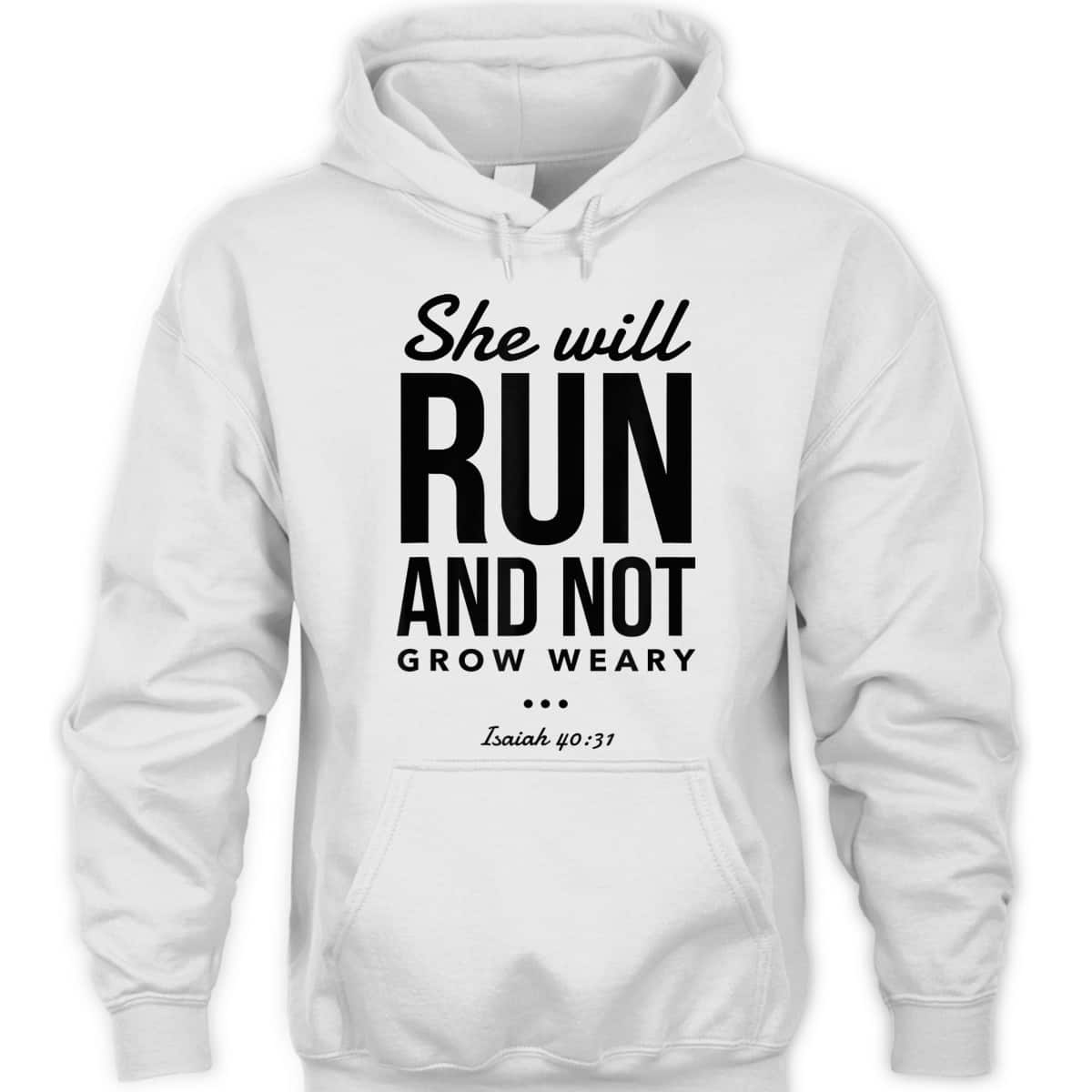 Christian Bible Verse Religious Runner She Will Run And Not Grow Weary T-Shirt Christian Bible Verse Religious Runner She Will Run And Not Grow Weary T-Shirt