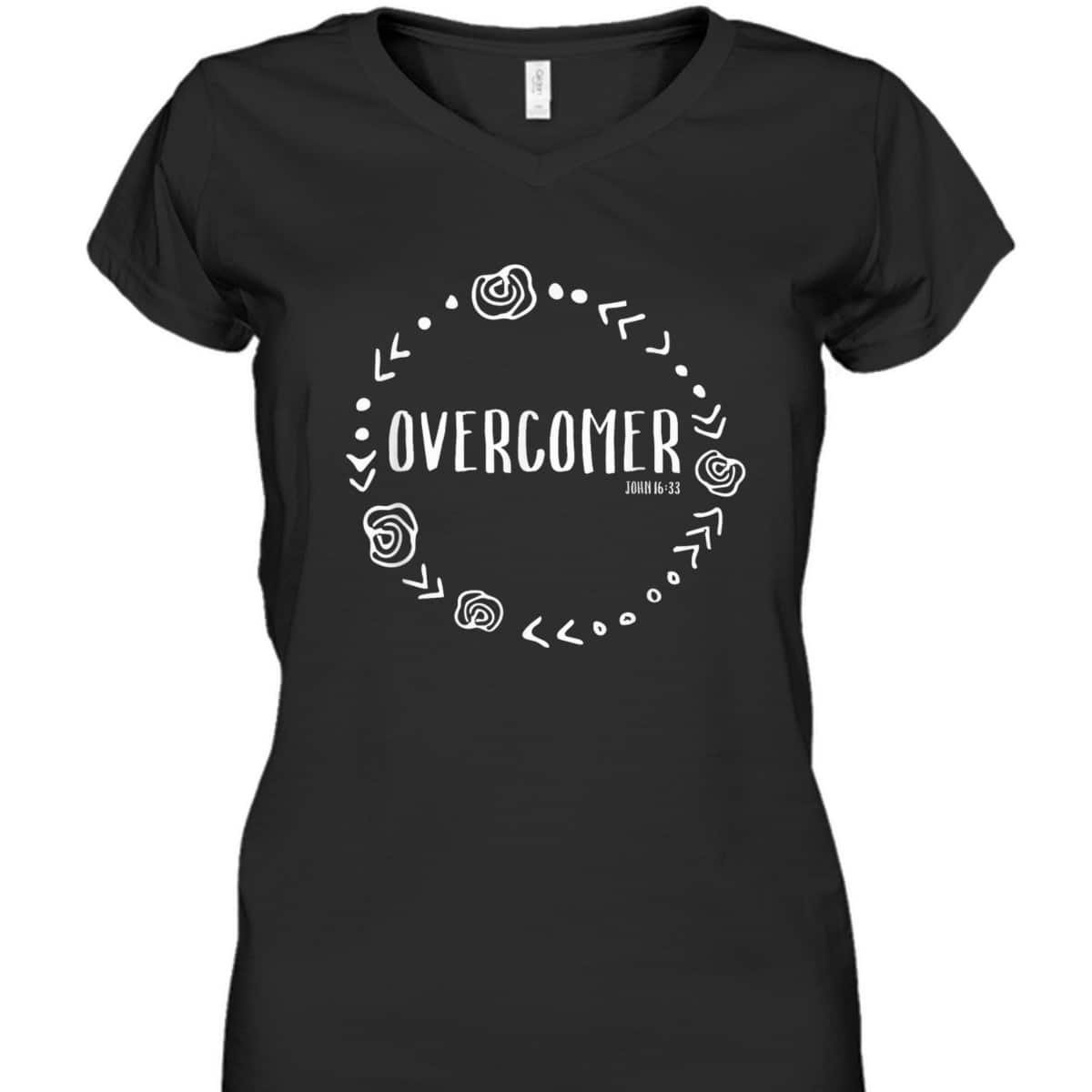 Overcomer Christian Faith John 16:33 Bible Verse Scripture T-Shirt Overcomer Christian Faith John 16:33 Bible Verse Scripture T-Shirt