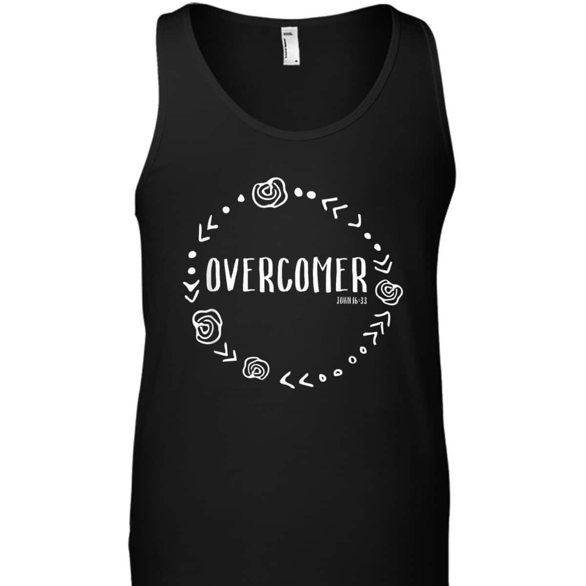 Overcomer Christian Faith John 16:33 Bible Verse Scripture T-Shirt Overcomer Christian Faith John 16:33 Bible Verse Scripture T-Shirt