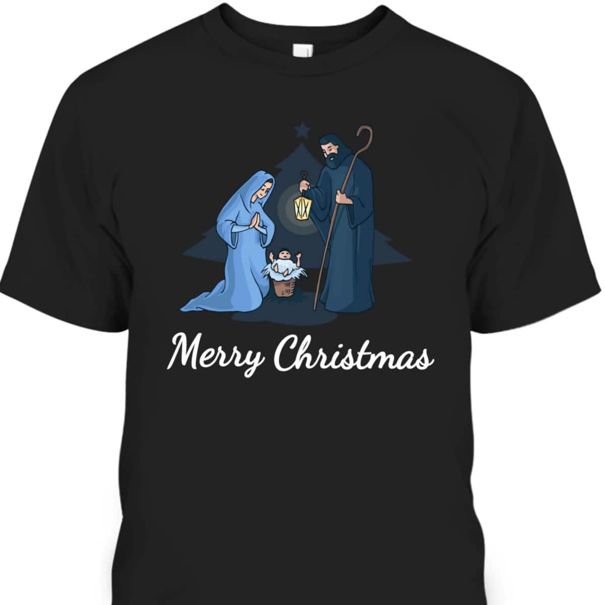 Merry Christmas And Nativity Scene Christian Faith Holiday T-Shirt