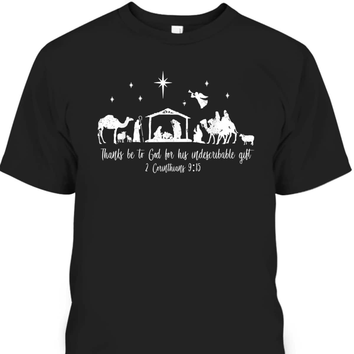 Christian Bible Verse Christmas Nativity 2 Corinthians 9:15 T-Shirt