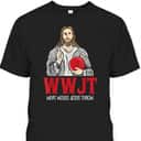 What Would Jesus Throw WWJT Disc Golf Funny Christian T-Shirt What Would Jesus Throw WWJT Disc Golf Funny Christian T-Shirt