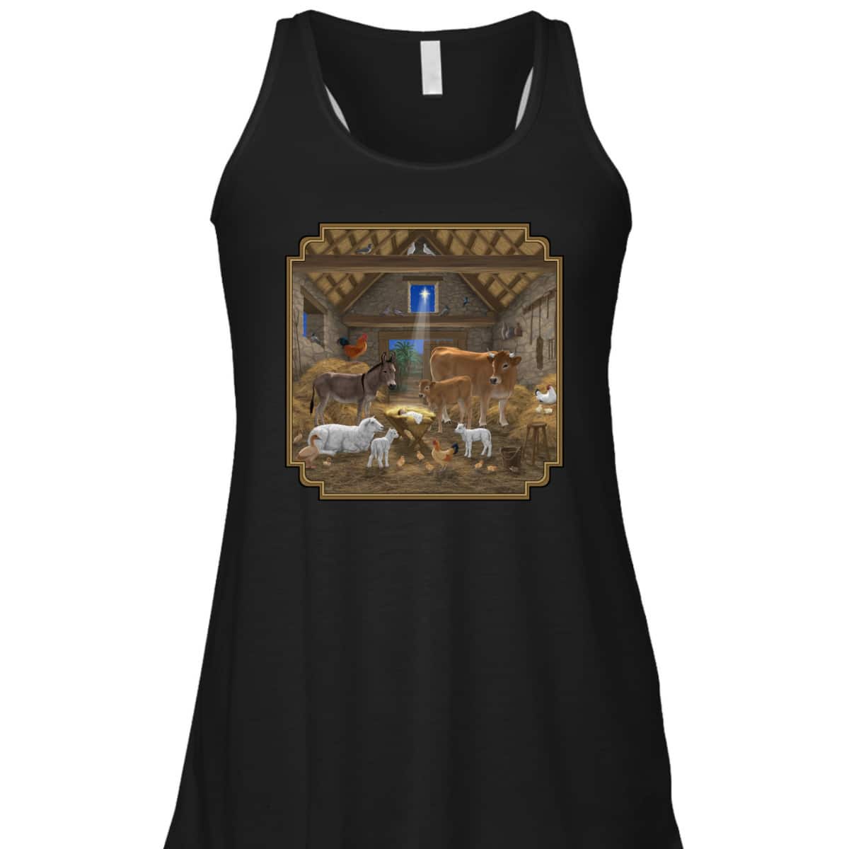 Jesus Manger Christmas Nativity Scene Barnyard Farm Animals T-Shirt Jesus Manger Christmas Nativity Scene Barnyard Farm Animals T-Shirt