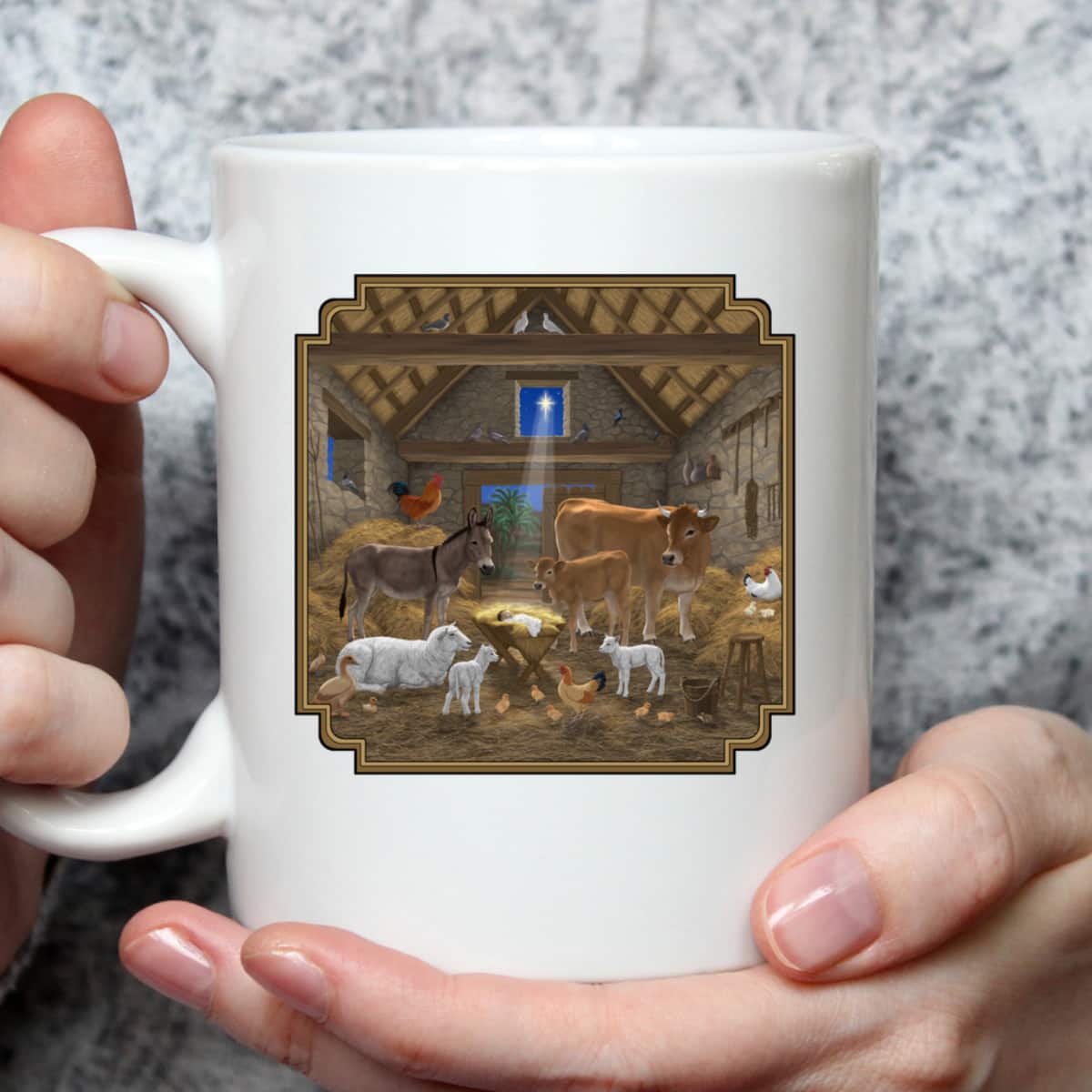 Jesus Manger Christmas Nativity Scene Barnyard Farm Animals T-Shirt Jesus Manger Christmas Nativity Scene Barnyard Farm Animals T-Shirt