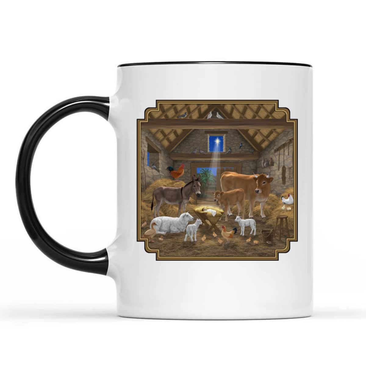 Jesus Manger Christmas Nativity Scene Barnyard Farm Animals T-Shirt Jesus Manger Christmas Nativity Scene Barnyard Farm Animals T-Shirt