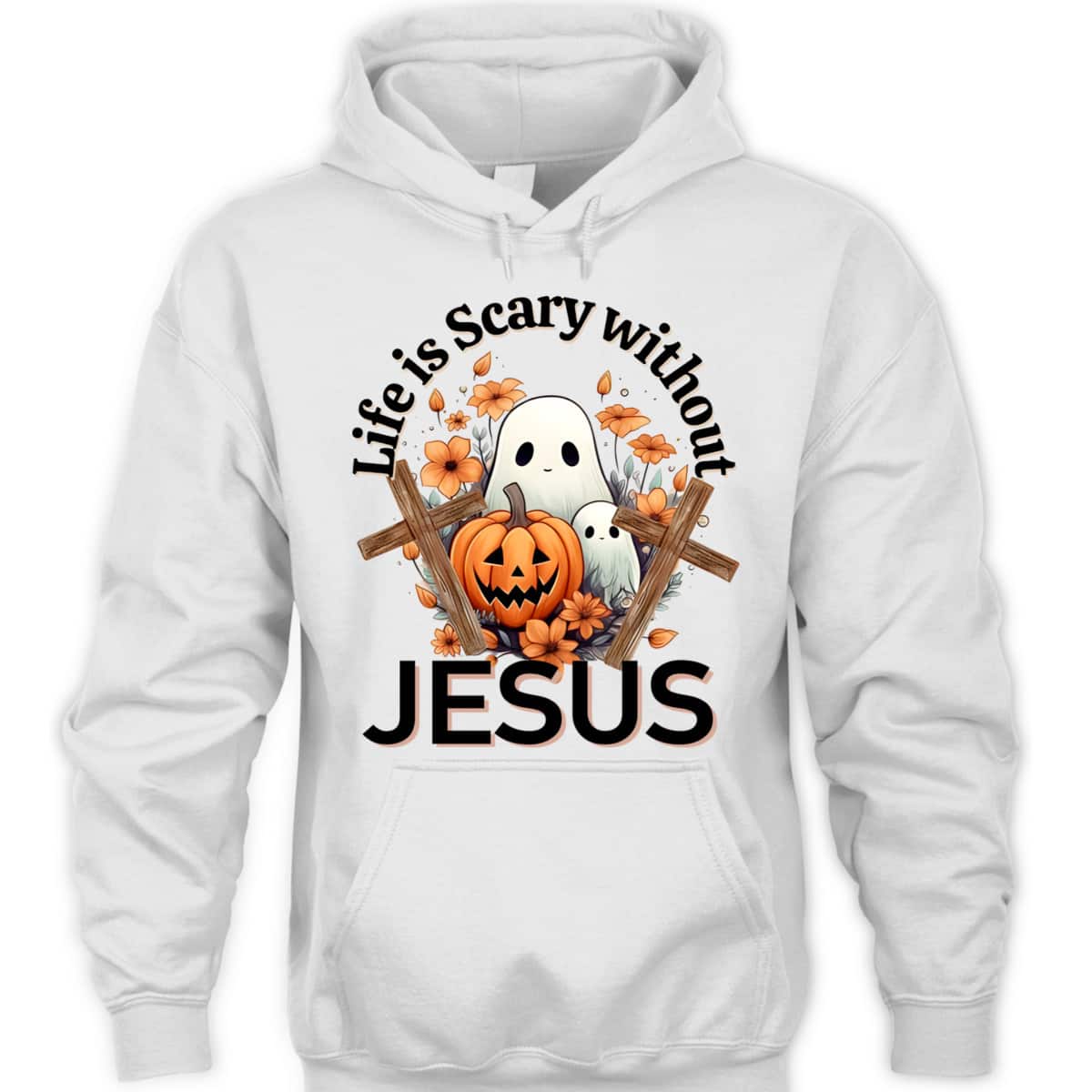 Retro Life Is Scary Without Jesus Ghost Halloween Christian T-Shirt Retro Life Is Scary Without Jesus Ghost Halloween Christian T-Shirt