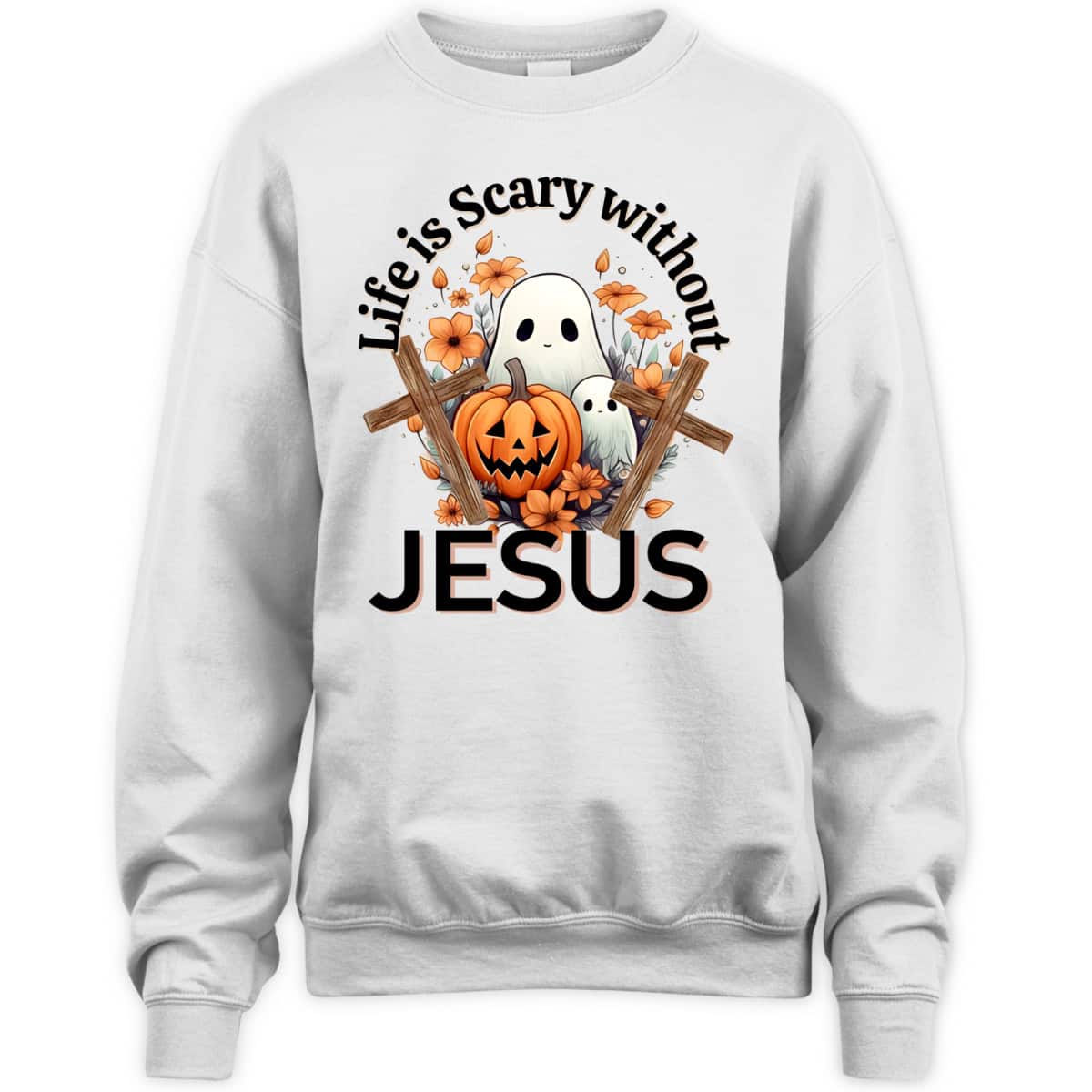 Retro Life Is Scary Without Jesus Ghost Halloween Christian T-Shirt Retro Life Is Scary Without Jesus Ghost Halloween Christian T-Shirt