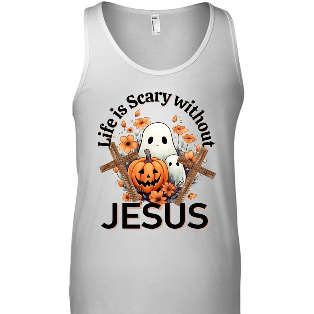 Retro Life Is Scary Without Jesus Ghost Halloween Christian T-Shirt Retro Life Is Scary Without Jesus Ghost Halloween Christian T-Shirt