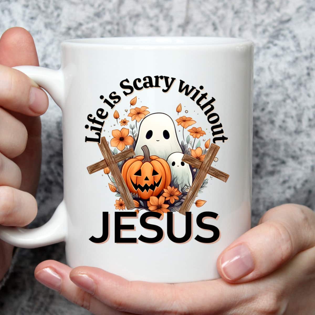 Retro Life Is Scary Without Jesus Ghost Halloween Christian T-Shirt Retro Life Is Scary Without Jesus Ghost Halloween Christian T-Shirt