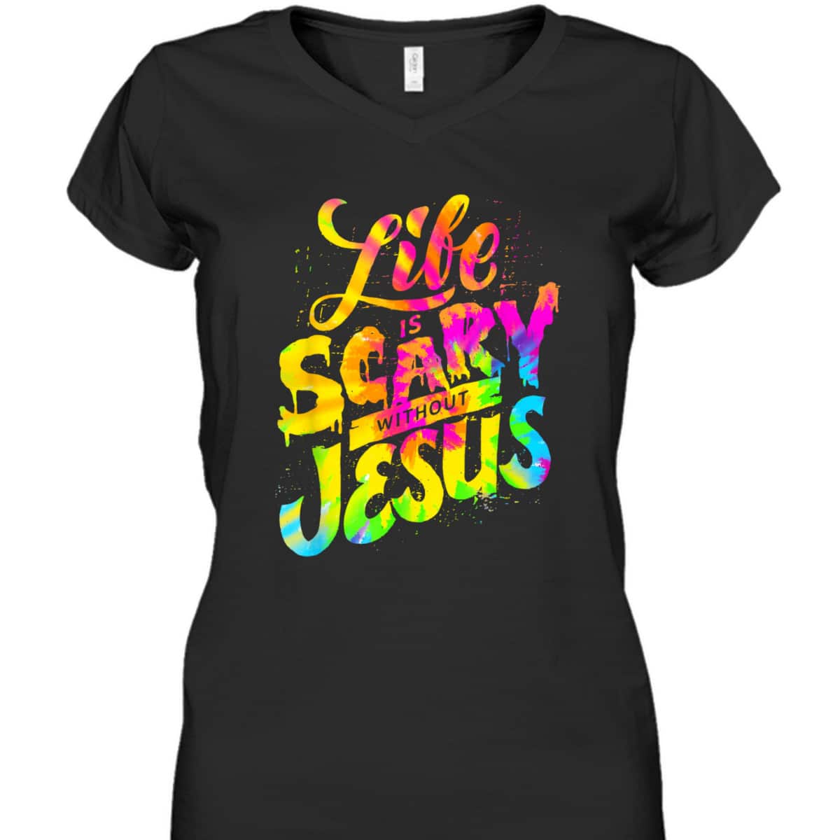 Life Is Scary Without Jesus Colorful Christian Faith T-Shirt Halloween Gift Life Is Scary Without Jesus Colorful Christian Faith T-Shirt Halloween Gift