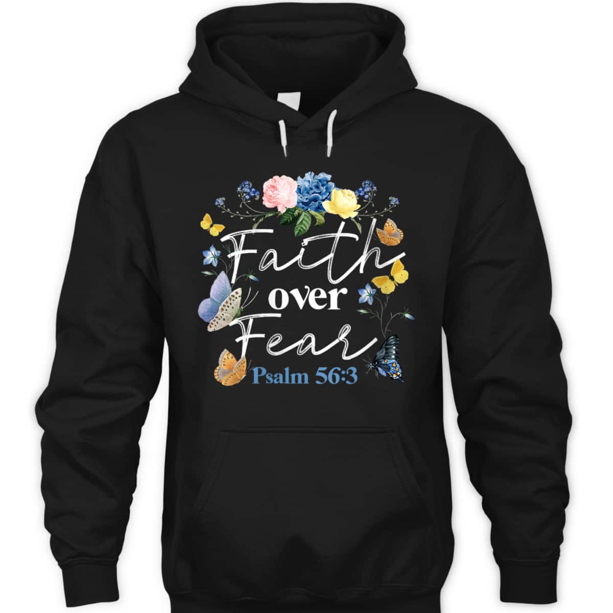 Christian Bible Verse Faith Over Fear Flower Butterfly T-Shirt Christian Bible Verse Faith Over Fear Flower Butterfly T-Shirt
