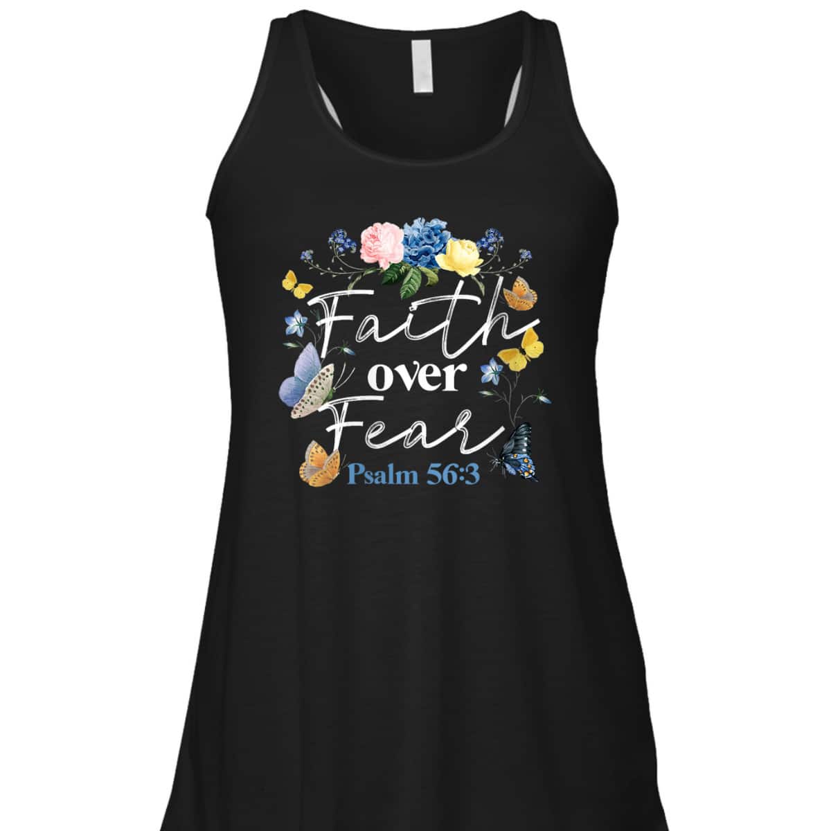 Christian Bible Verse Faith Over Fear Flower Butterfly T-Shirt Christian Bible Verse Faith Over Fear Flower Butterfly T-Shirt