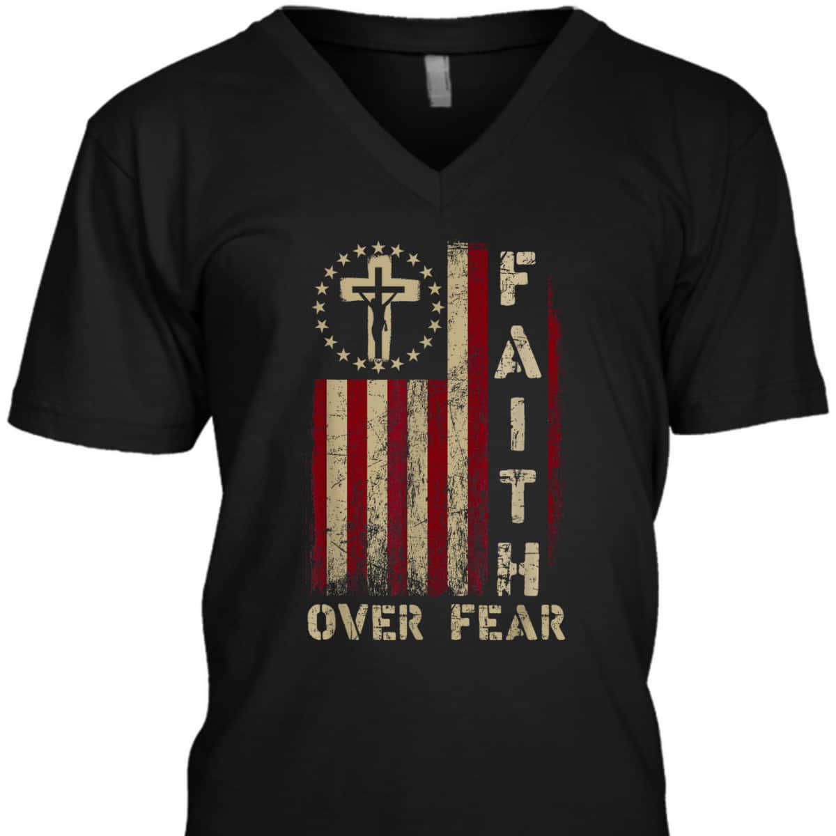Faith Over Fears Cool Christian Cross USA Flag T-Shirt Faith Over Fears Cool Christian Cross USA Flag T-Shirt
