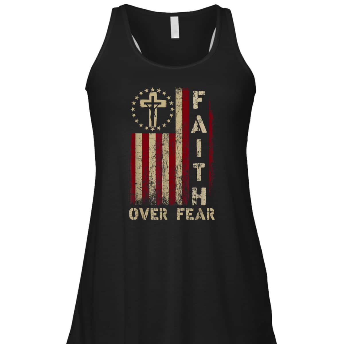 Faith Over Fears Cool Christian Cross USA Flag T-Shirt Faith Over Fears Cool Christian Cross USA Flag T-Shirt