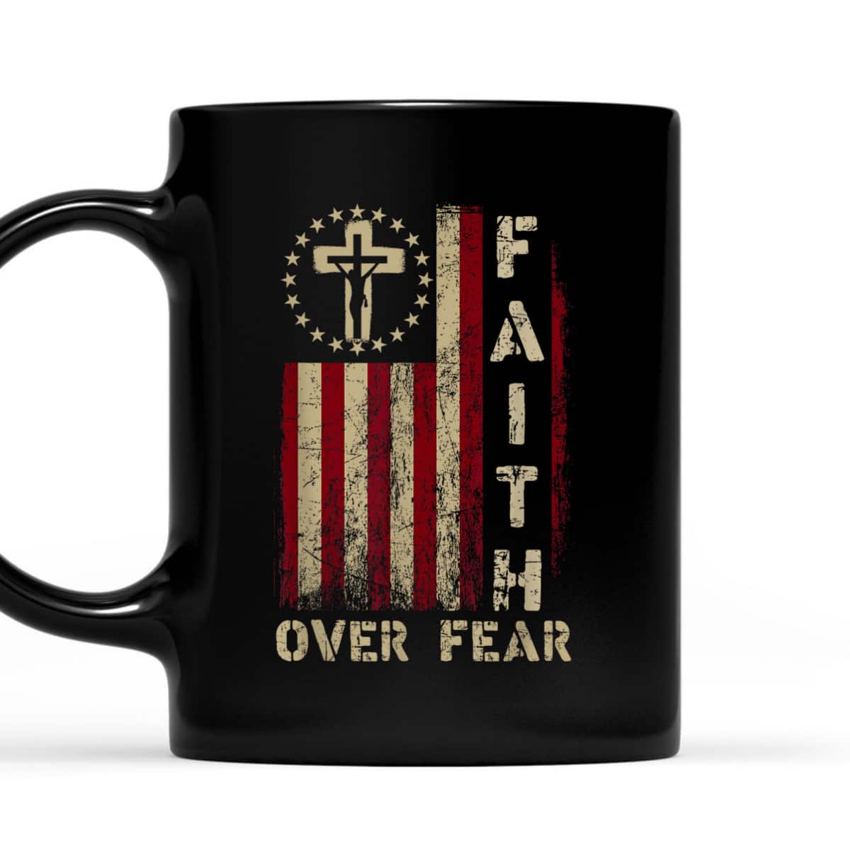 Faith Over Fears Cool Christian Cross USA Flag T-Shirt Faith Over Fears Cool Christian Cross USA Flag T-Shirt