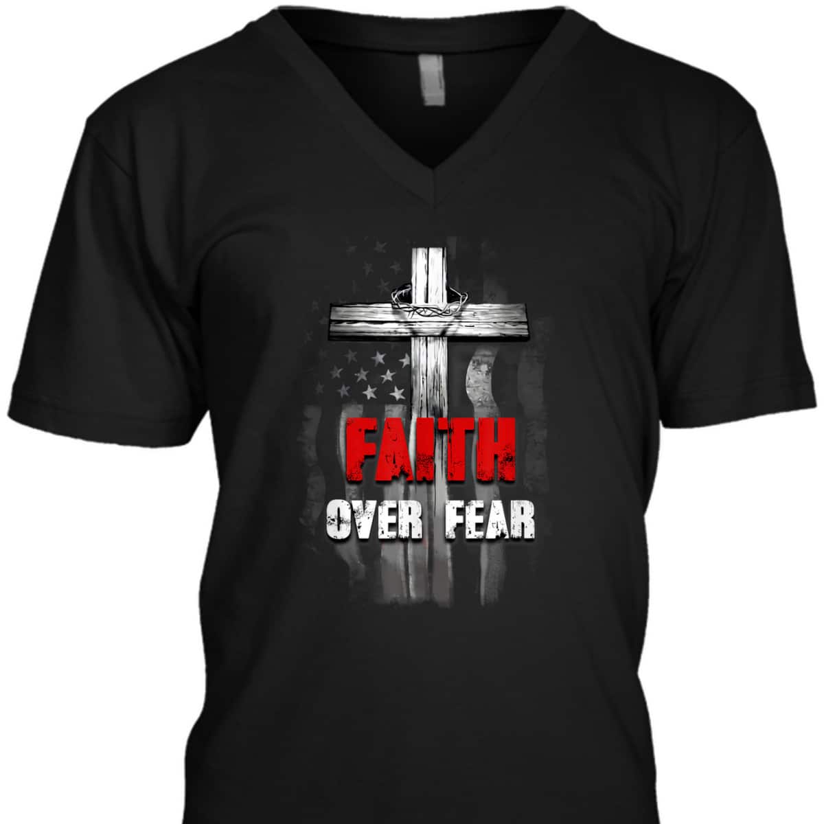 Faith Over Fear Christian US Flag Cross Bible Verse Religious T-Shirt Faith Over Fear Christian US Flag Cross Bible Verse Religious T-Shirt