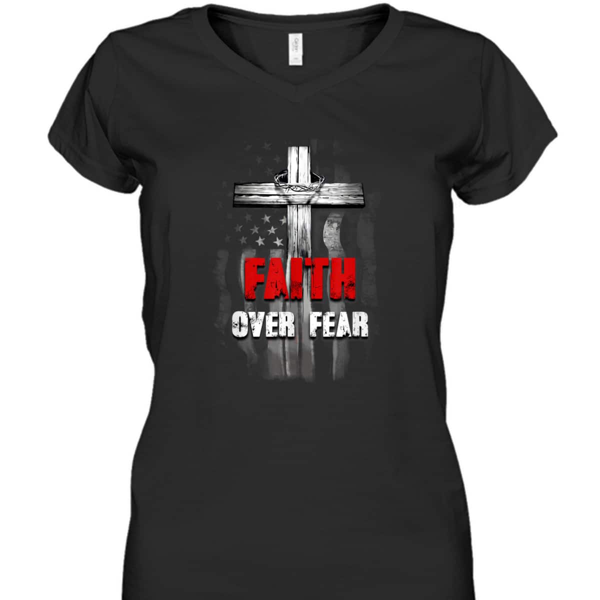 Faith Over Fear Christian US Flag Cross Bible Verse Religious T-Shirt Faith Over Fear Christian US Flag Cross Bible Verse Religious T-Shirt