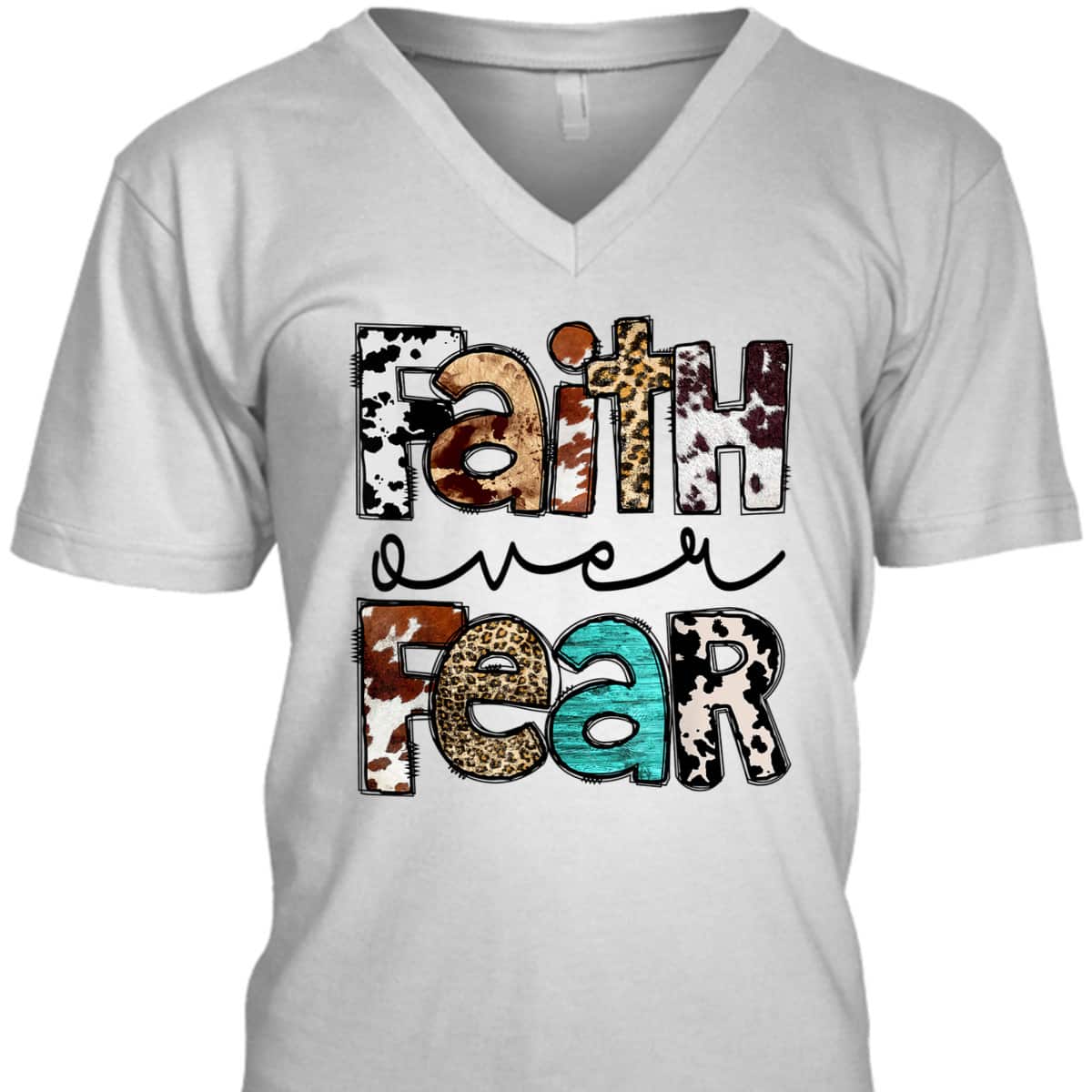 Leopard Faith Over Fear Cowboy Western Country Christian T-Shirt Leopard Faith Over Fear Cowboy Western Country Christian T-Shirt