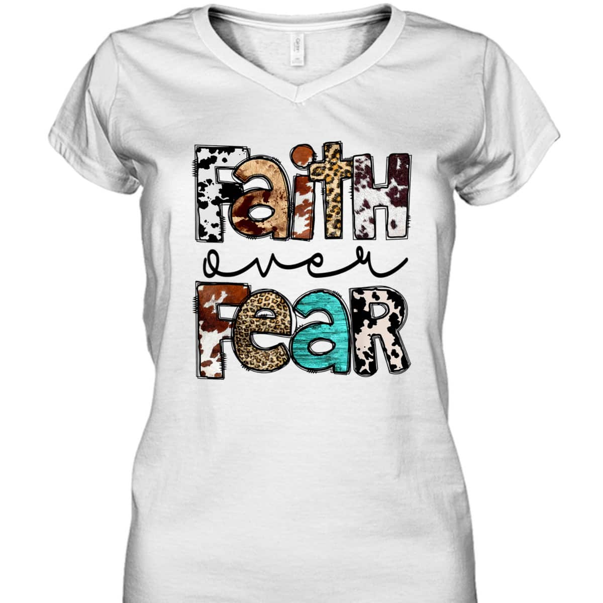 Leopard Faith Over Fear Cowboy Western Country Christian T-Shirt Leopard Faith Over Fear Cowboy Western Country Christian T-Shirt
