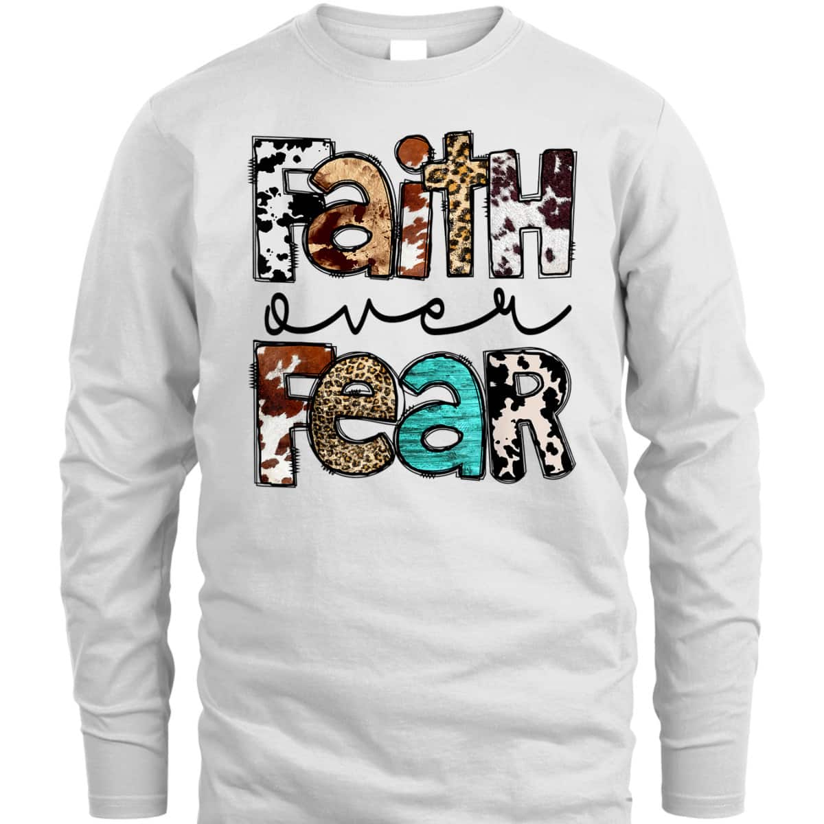 Leopard Faith Over Fear Cowboy Western Country Christian T-Shirt Leopard Faith Over Fear Cowboy Western Country Christian T-Shirt