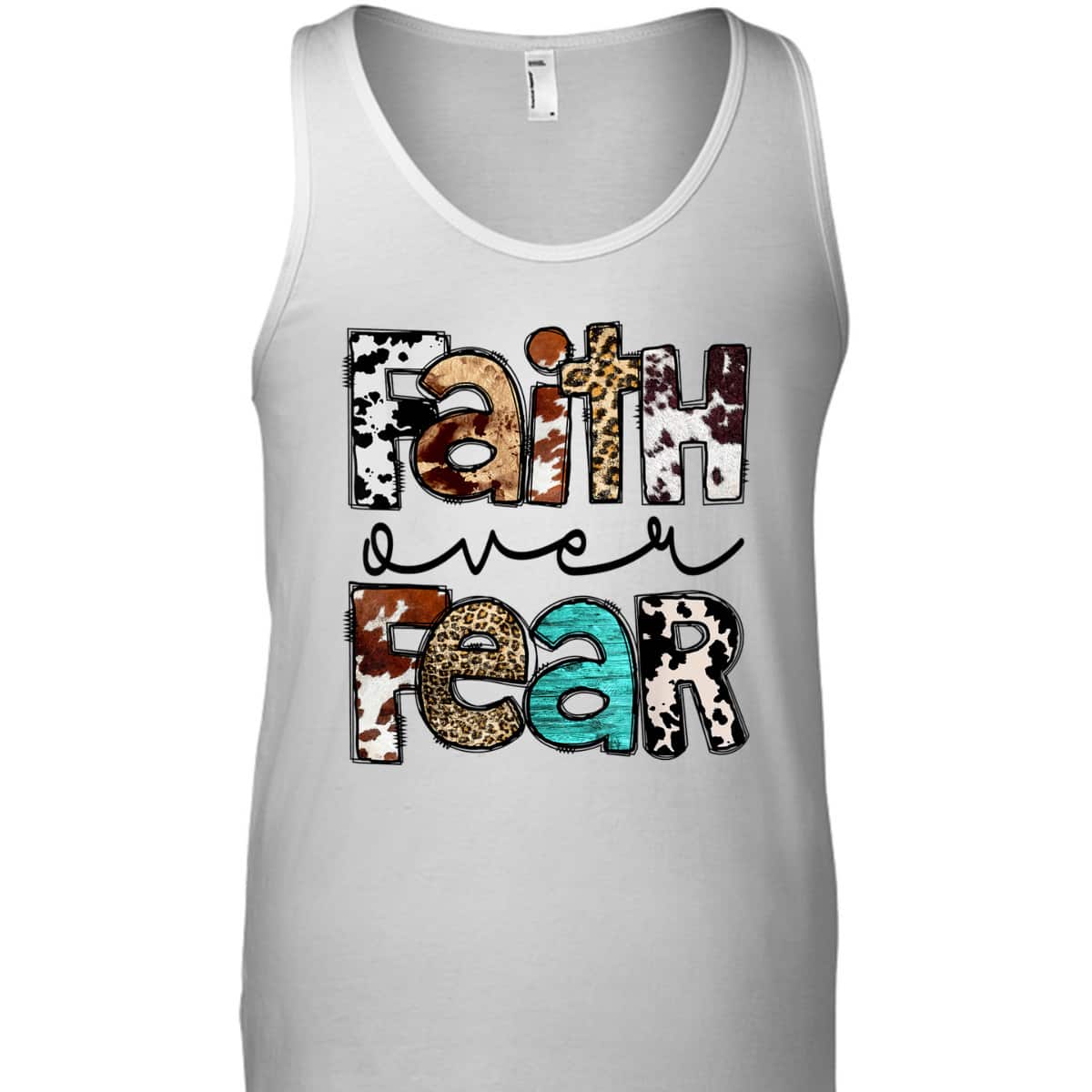 Leopard Faith Over Fear Cowboy Western Country Christian T-Shirt Leopard Faith Over Fear Cowboy Western Country Christian T-Shirt