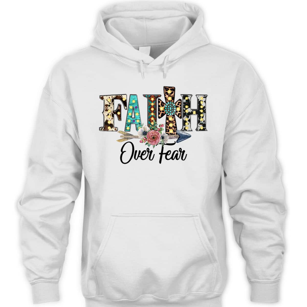 Leopard Faith Over Fear Cross Flowers Western Christian T-Shirt Leopard Faith Over Fear Cross Flowers Western Christian T-Shirt