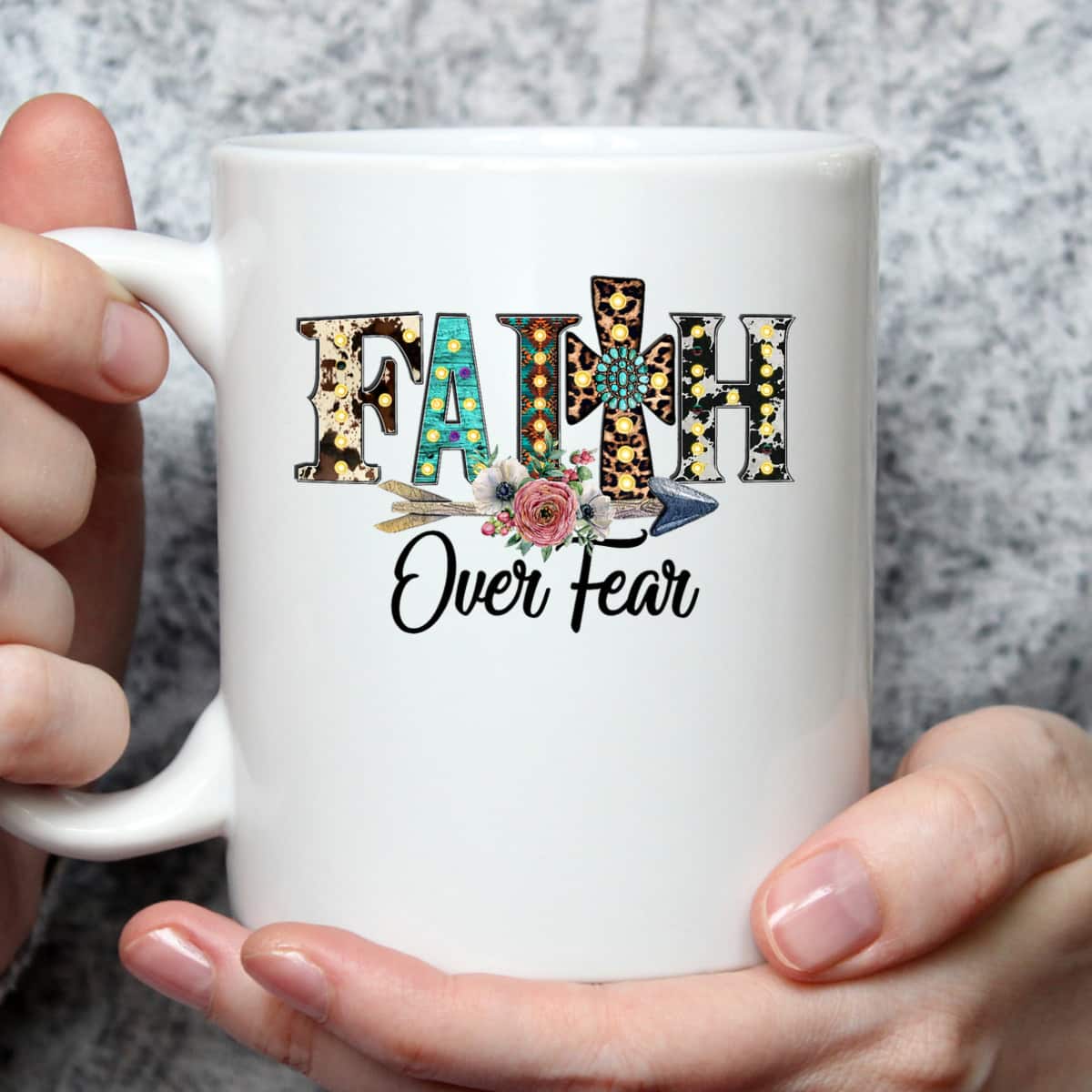 Leopard Faith Over Fear Cross Flowers Western Christian T-Shirt Leopard Faith Over Fear Cross Flowers Western Christian T-Shirt