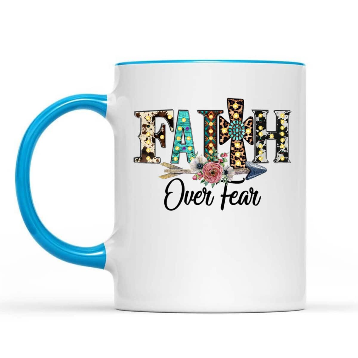 Leopard Faith Over Fear Cross Flowers Western Christian T-Shirt Leopard Faith Over Fear Cross Flowers Western Christian T-Shirt