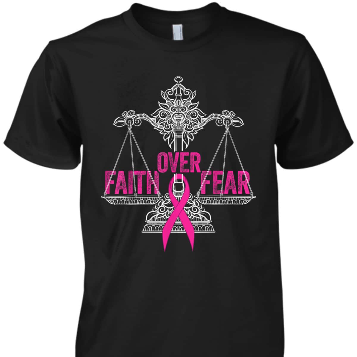 Faith Over Fear Survivor Warrior Pink Ribbon Breast Cancer T-Shirt Faith Over Fear Survivor Warrior Pink Ribbon Breast Cancer T-Shirt