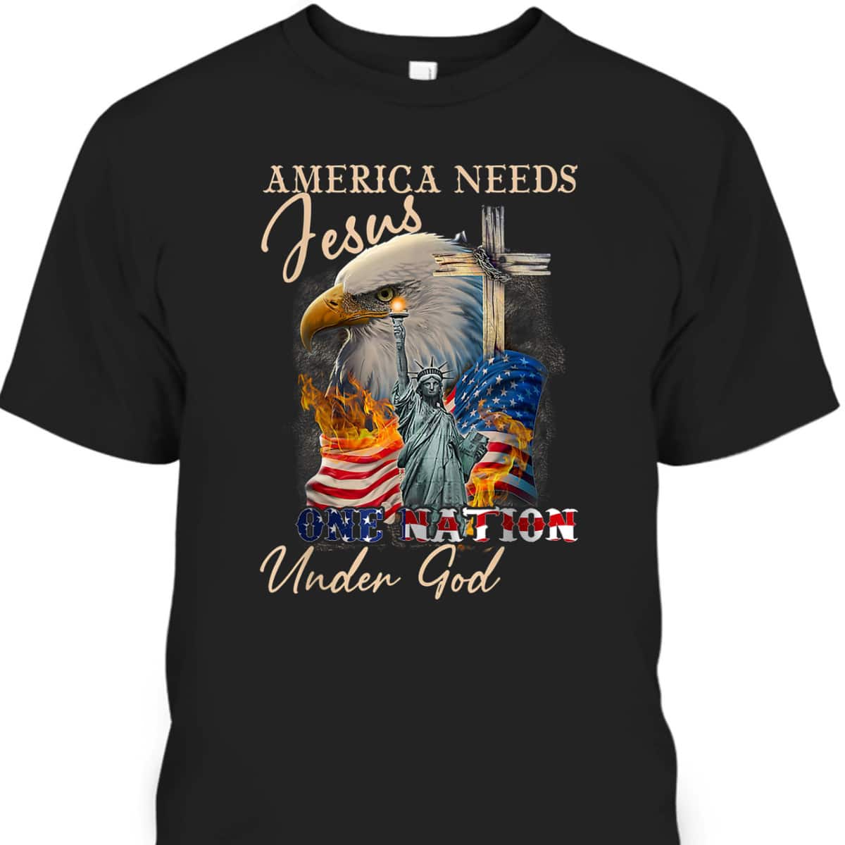 America Needs Jesus One Nation Under God Eagle Christian T-Shirt