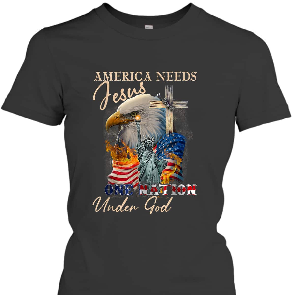America Needs Jesus One Nation Under God Eagle Christian T-Shirt America Needs Jesus One Nation Under God Eagle Christian T-Shirt