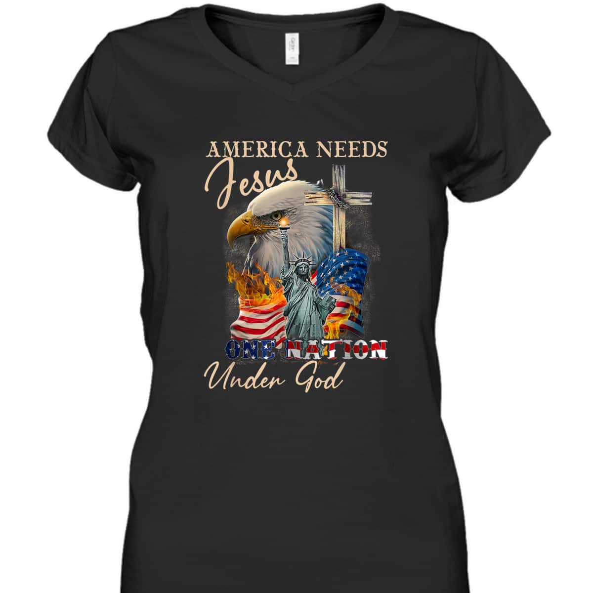 America Needs Jesus One Nation Under God Eagle Christian T-Shirt America Needs Jesus One Nation Under God Eagle Christian T-Shirt