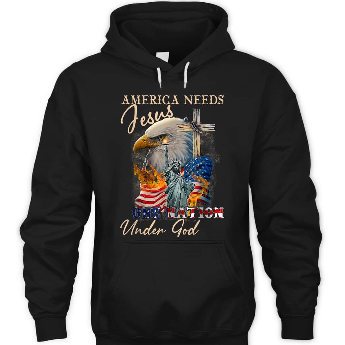 America Needs Jesus One Nation Under God Eagle Christian T-Shirt America Needs Jesus One Nation Under God Eagle Christian T-Shirt