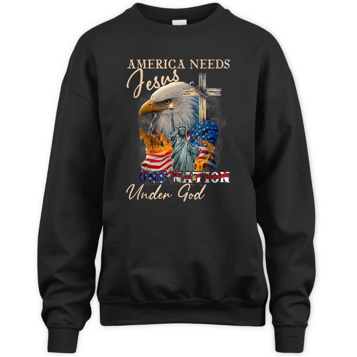 America Needs Jesus One Nation Under God Eagle Christian T-Shirt America Needs Jesus One Nation Under God Eagle Christian T-Shirt