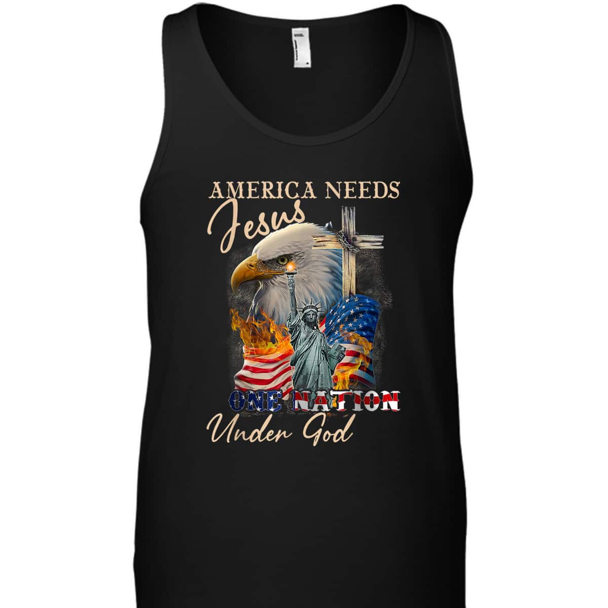 America Needs Jesus One Nation Under God Eagle Christian T-Shirt America Needs Jesus One Nation Under God Eagle Christian T-Shirt