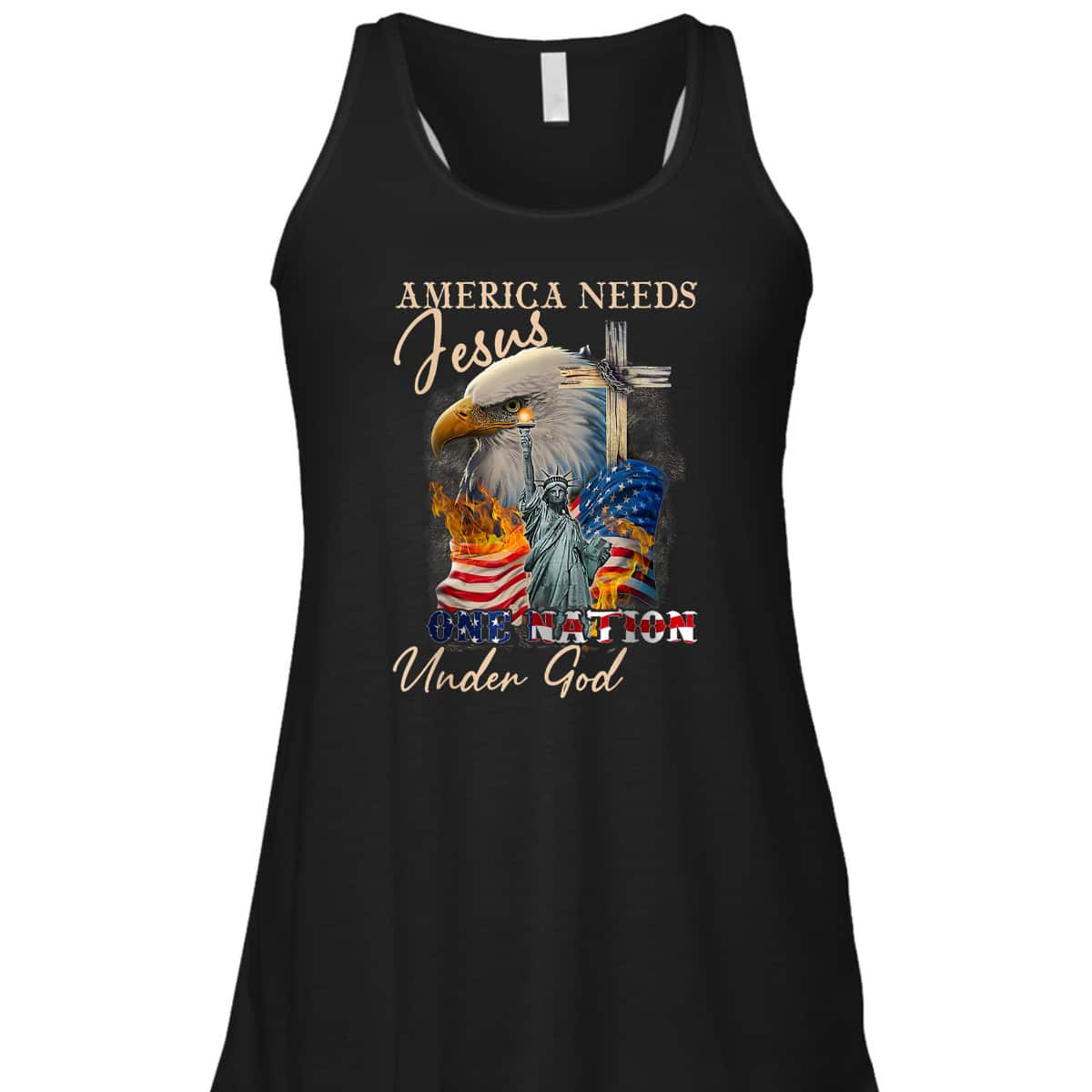 America Needs Jesus One Nation Under God Eagle Christian T-Shirt America Needs Jesus One Nation Under God Eagle Christian T-Shirt