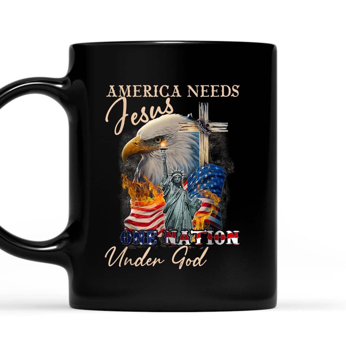 America Needs Jesus One Nation Under God Eagle Christian T-Shirt America Needs Jesus One Nation Under God Eagle Christian T-Shirt
