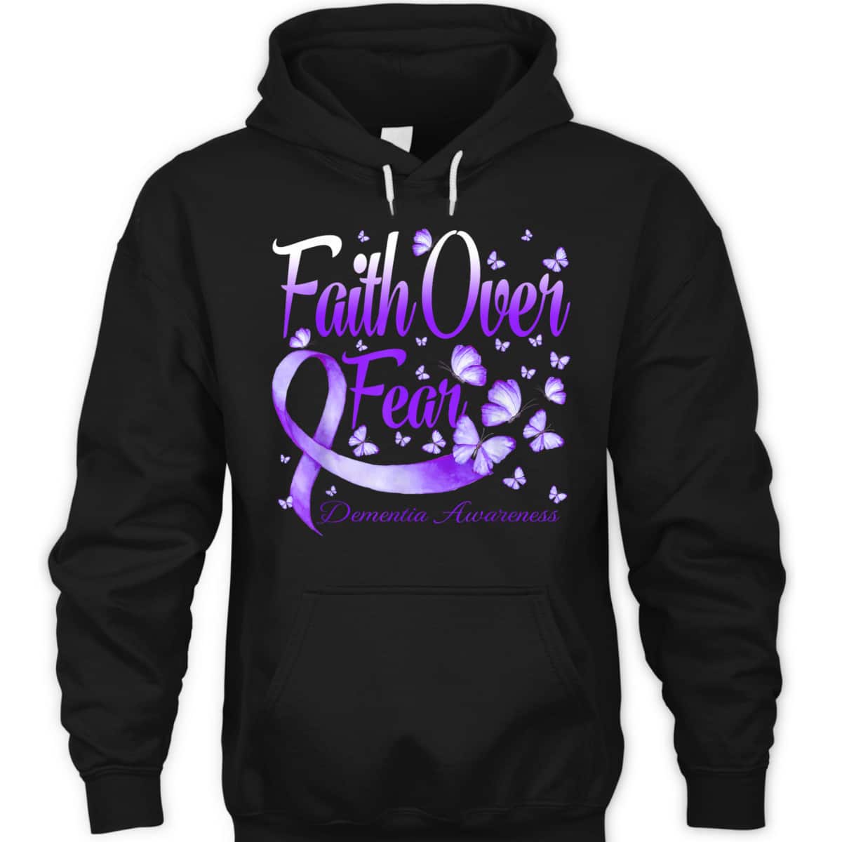Faith Over Fear Dementia Awareness Butterfly Bible Verse T-Shirt Faith Over Fear Dementia Awareness Butterfly Bible Verse T-Shirt