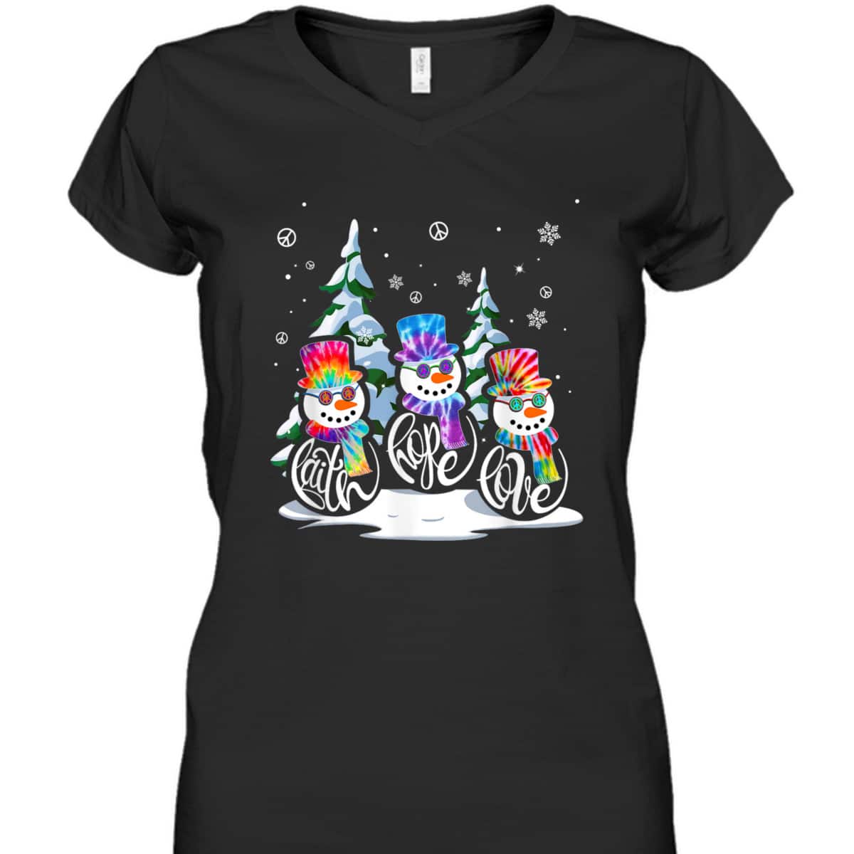 Faith Hope Love Snowman Christmas Hippie Tide Dye Christian T-Shirt Faith Hope Love Snowman Christmas Hippie Tide Dye Christian T-Shirt