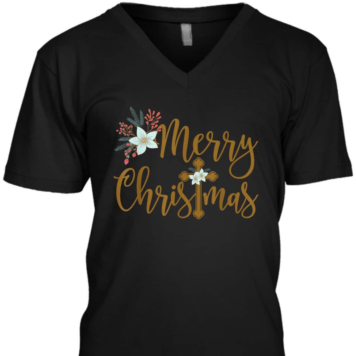 Christian Christmas With Cross Religious Faith T-Shirt Christian Christmas With Cross Religious Faith T-Shirt