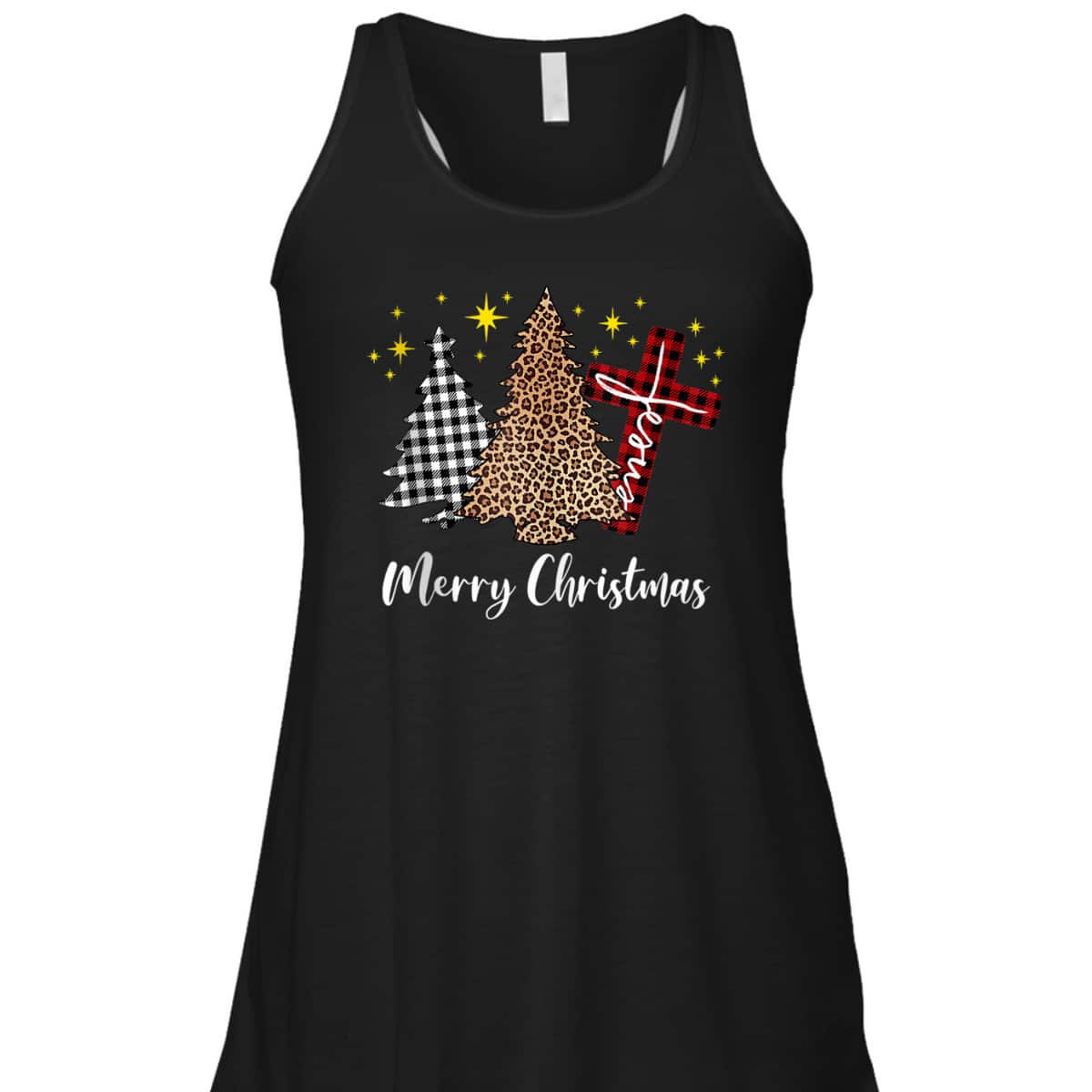 Merry Christmas Xmas Tree Cross Red Plaid Christian Leopard T-Shirt Merry Christmas Xmas Tree Cross Red Plaid Christian Leopard T-Shirt