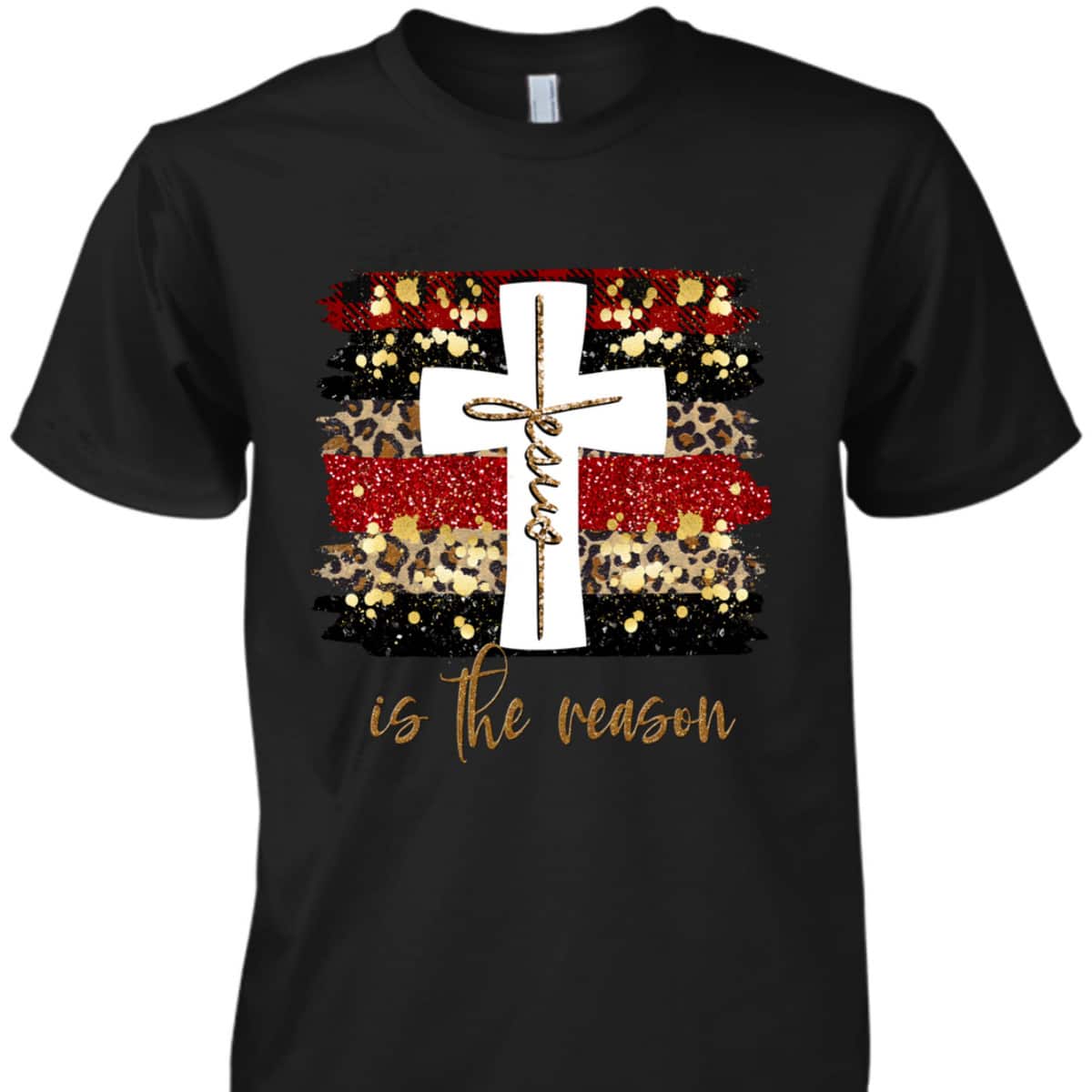 Jesus Is The Rason Christian Saying With Cross Christmas T-Shirt Jesus Is The Rason Christian Saying With Cross Christmas T-Shirt