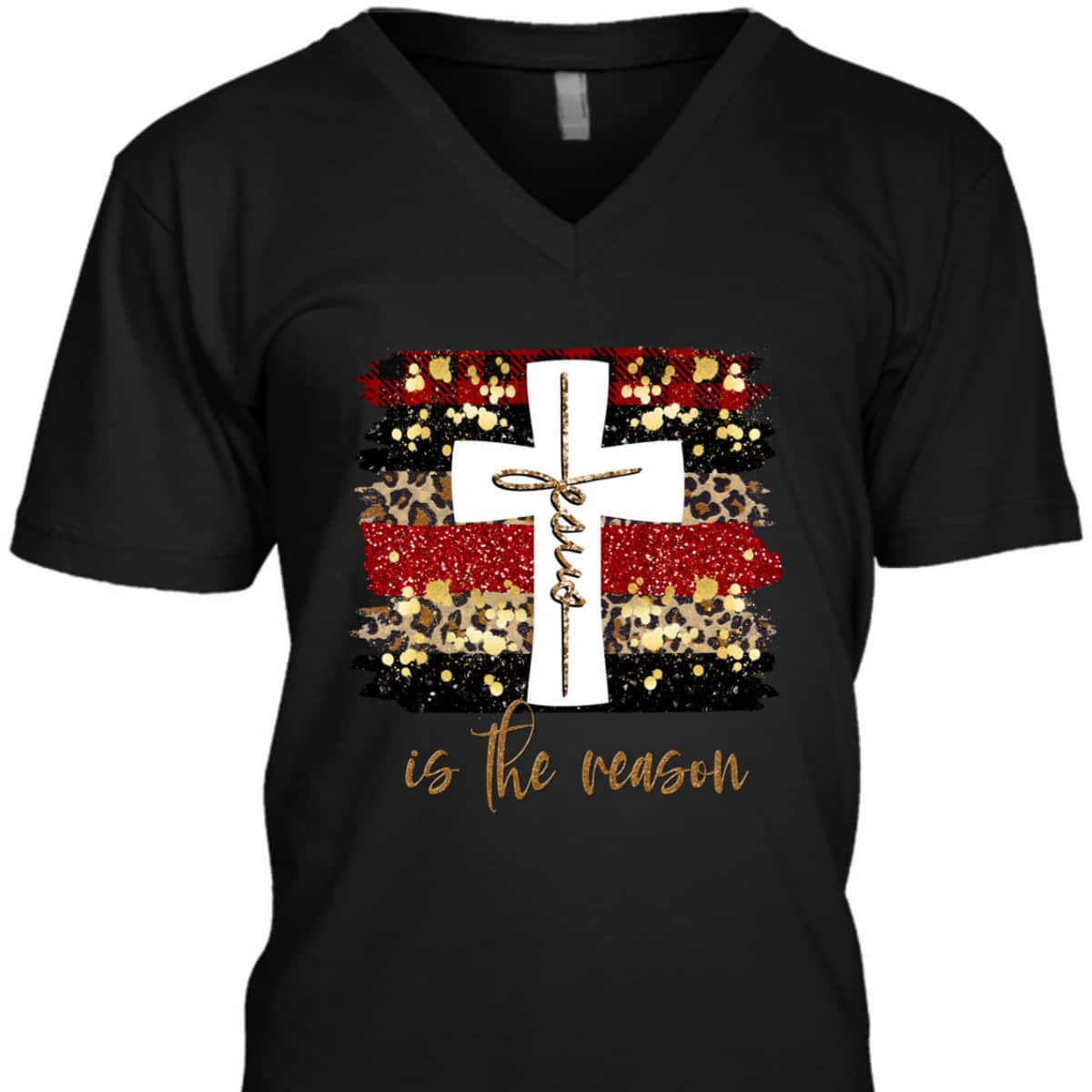 Jesus Is The Rason Christian Saying With Cross Christmas T-Shirt Jesus Is The Rason Christian Saying With Cross Christmas T-Shirt