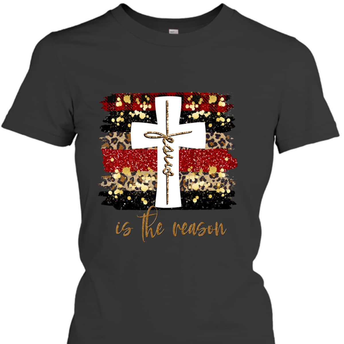 Jesus Is The Rason Christian Saying With Cross Christmas T-Shirt Jesus Is The Rason Christian Saying With Cross Christmas T-Shirt