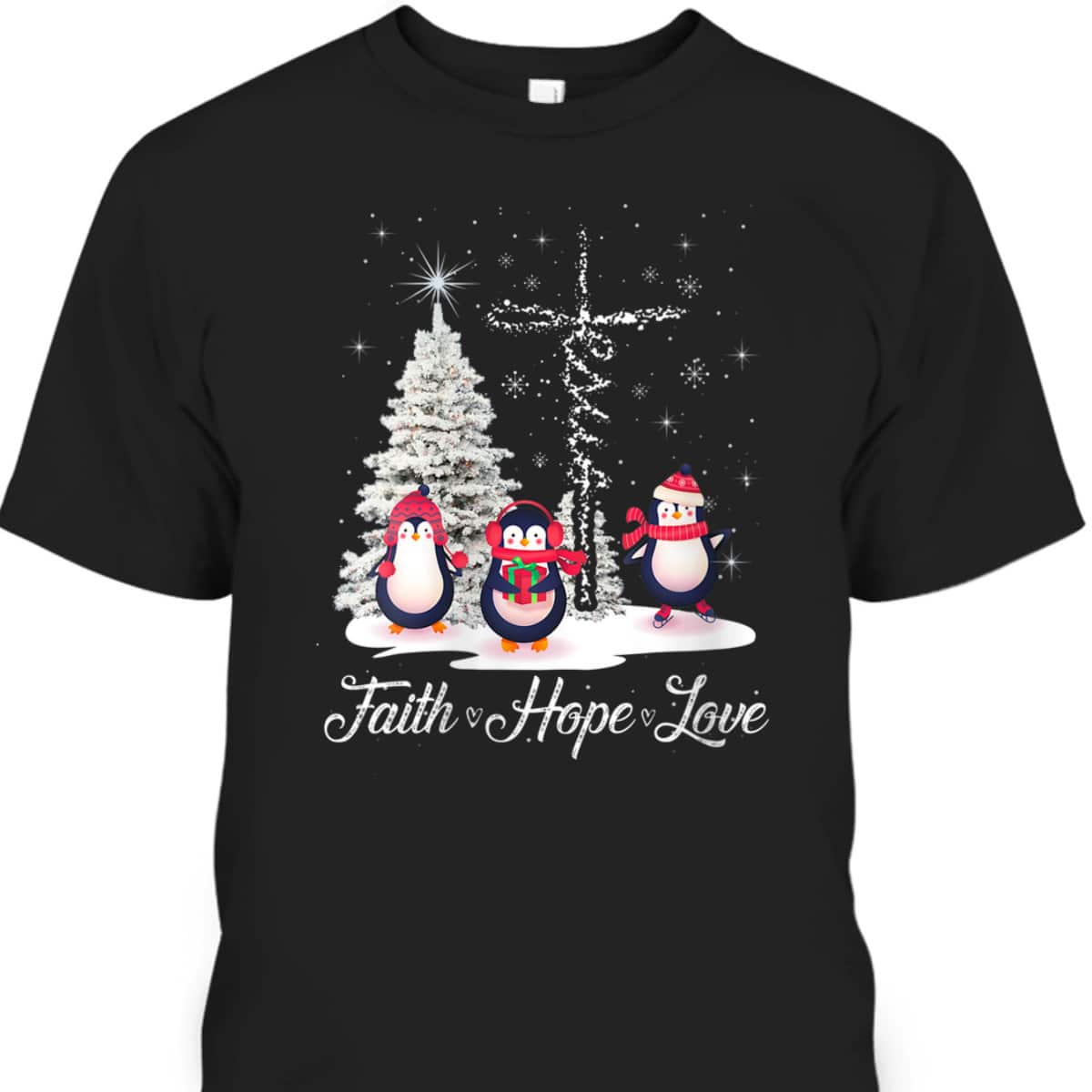 Womens Ph Merry Christmas Penguin Faith Hope Love Xmas Tree T-Shirt Womens Ph Merry Christmas Penguin Faith Hope Love Xmas Tree T-Shirt